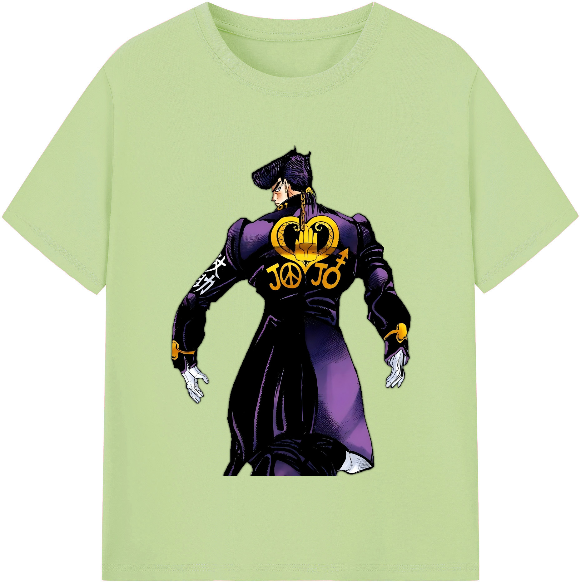（画像用） ジョジョの奇妙な冒険 ひがしかた じょうすけ JoJo's Bizarre Adventure Higashikata Josuke 綿100％半袖Tシャツ（フロントプリント）